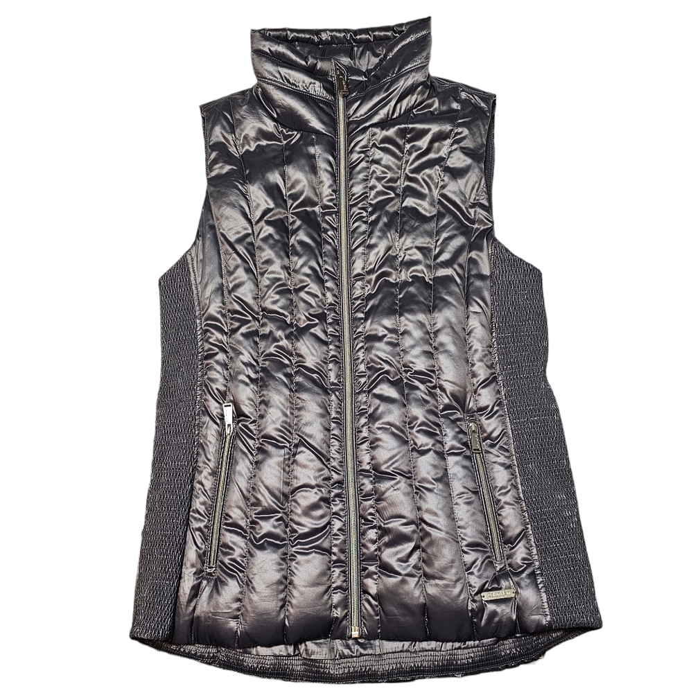 Calvin Klein Womens Grey Sleeveless Full Zipped Pockets Puffer Down Vest Size M